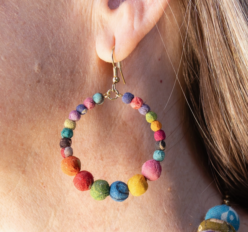 Kantha Hoop Earrings