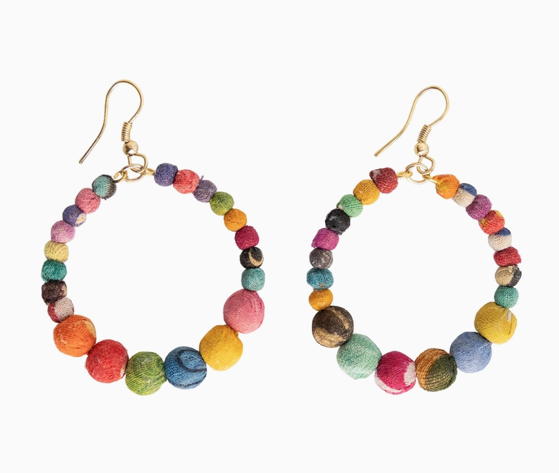 Kantha Hoop Earrings