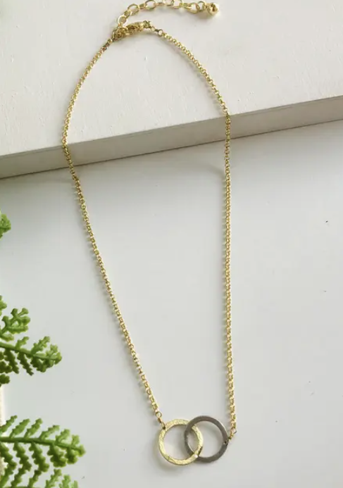 Brushed Metal Interlink Necklace