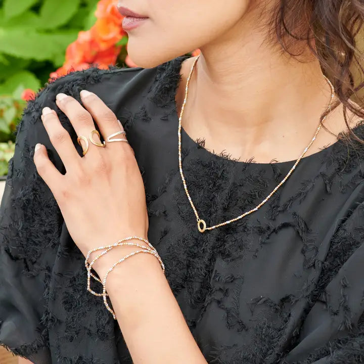 Tiny Bead &amp; Ring Necklace