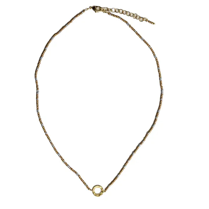 Tiny Bead & Ring Necklace