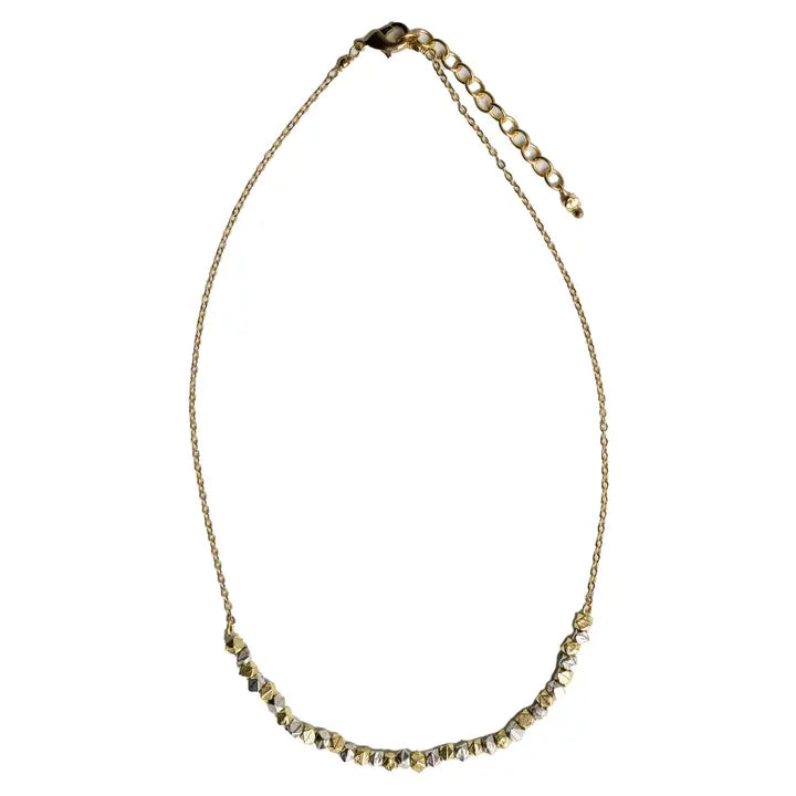 Lustrous Bead Gold & Silver Necklace