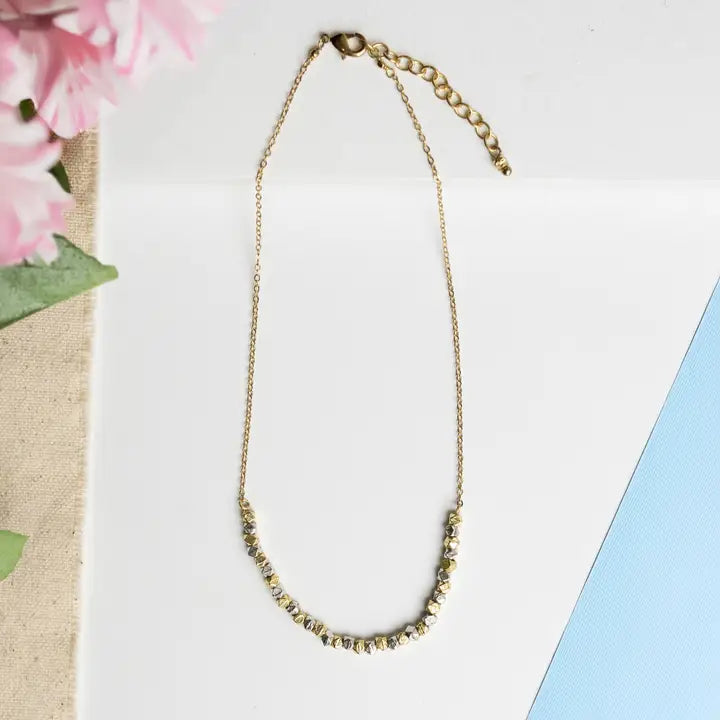 Lustrous Bead Gold &amp; Silver Necklace