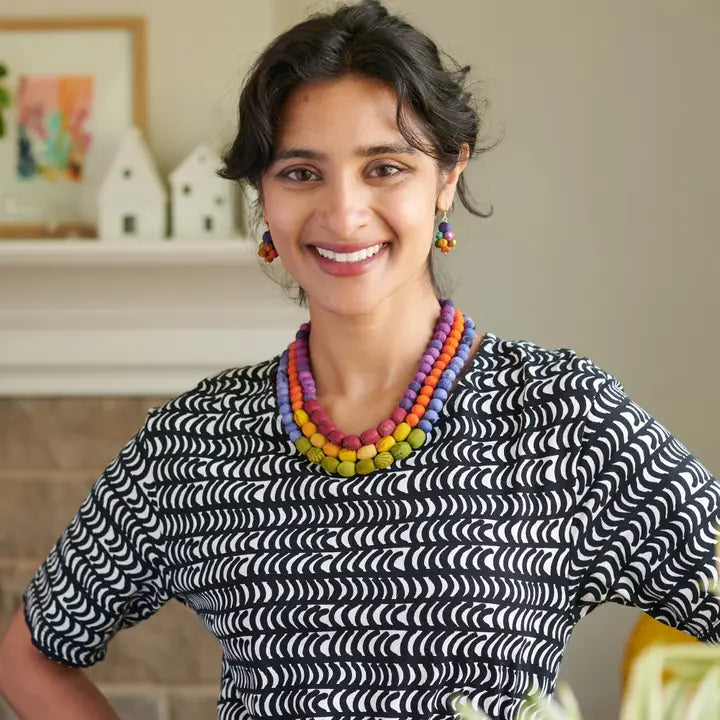 Denim &amp; Olive Kantha Couplet Necklace