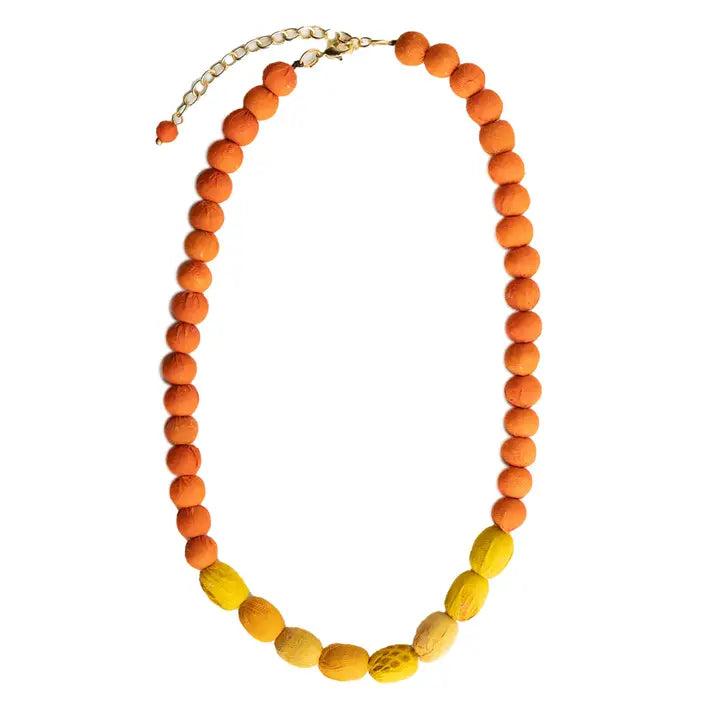 Orange & Yellow Kantha Couplet Necklace