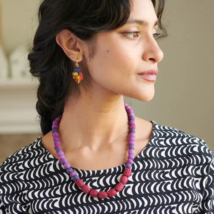 Purple &amp; Burgundy Kantha Couplet Necklace