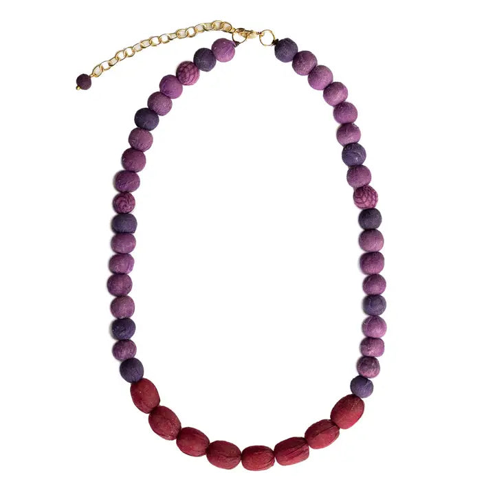 Purple &amp; Burgundy Kantha Couplet Necklace