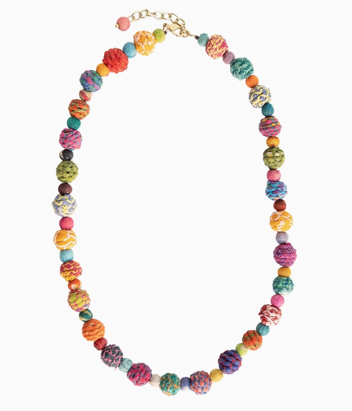 Threaded Kantha Classic Bead Necklace