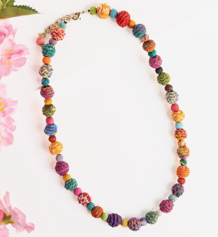 Threaded Kantha Classic Bead Necklace