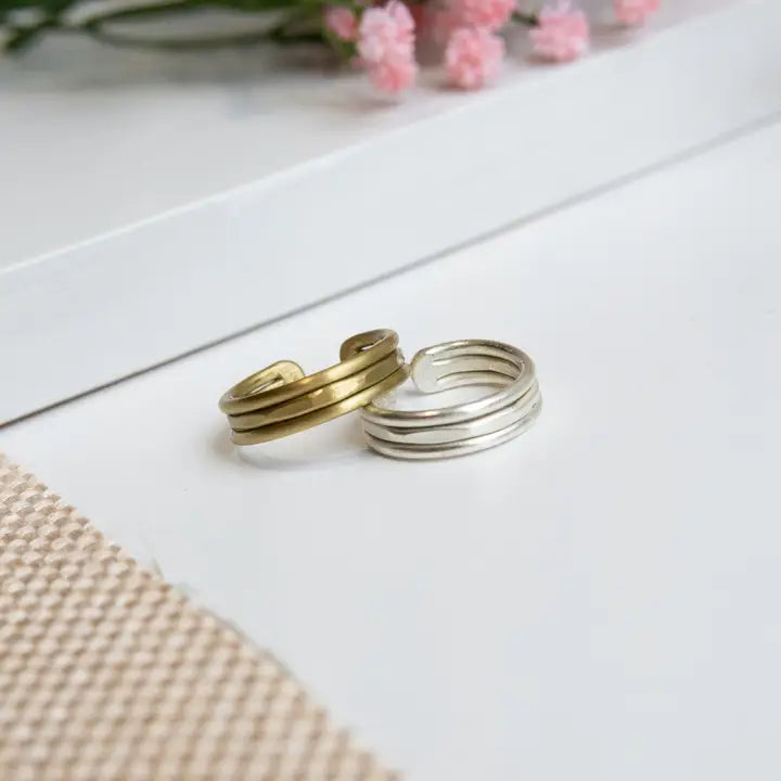 Gold Inlaid Trio Ring