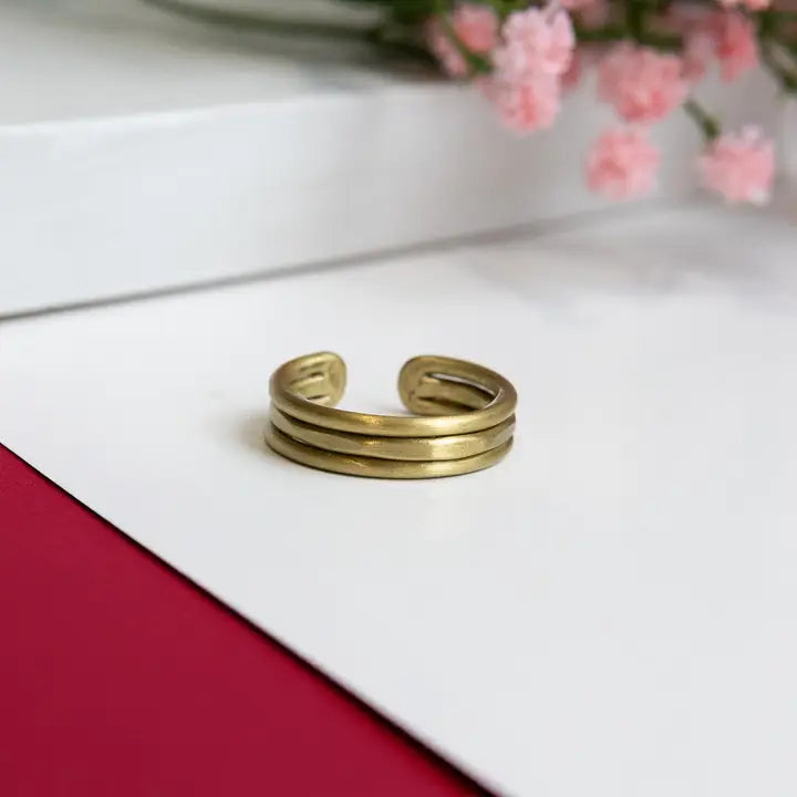 Gold Inlaid Trio Ring