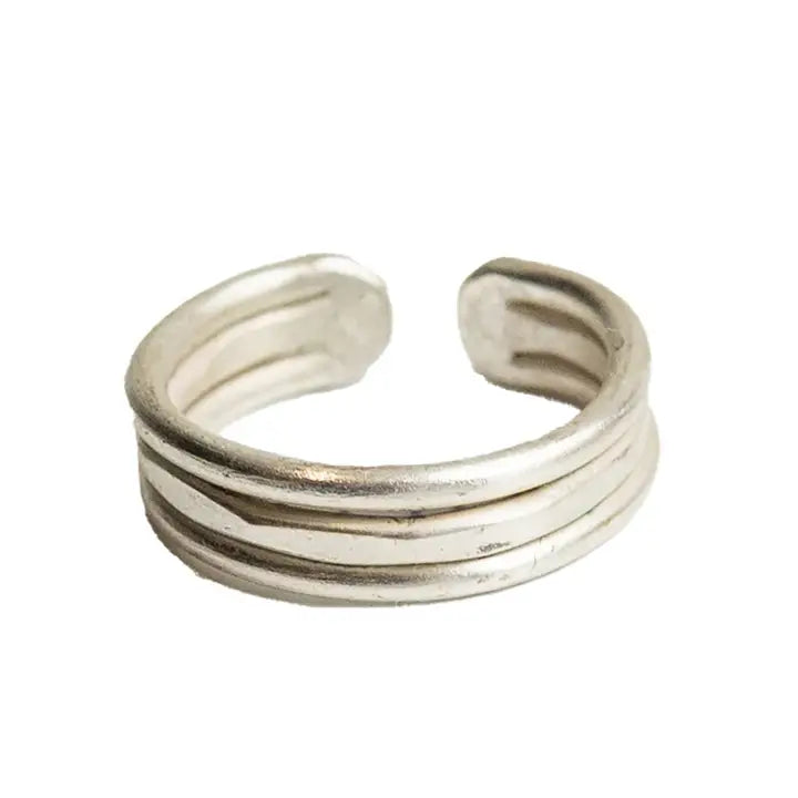 Silver Inlaid Trio Ring