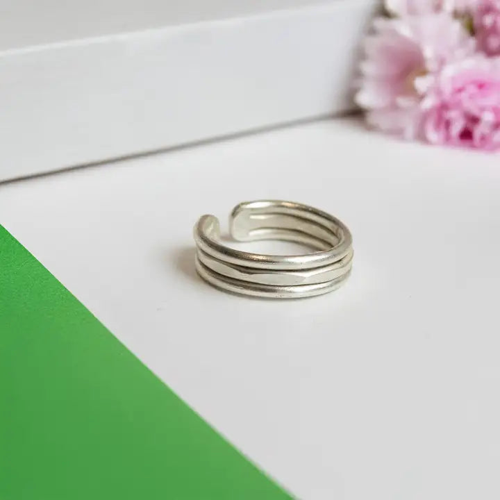 Silver Inlaid Trio Ring
