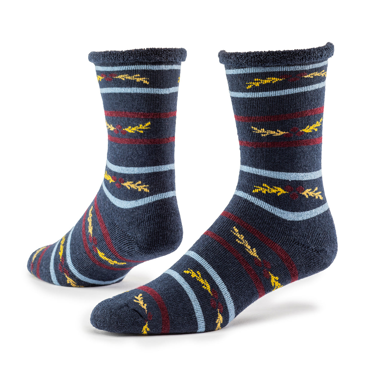 Navy Berry Stripe Wool Snuggle Socks