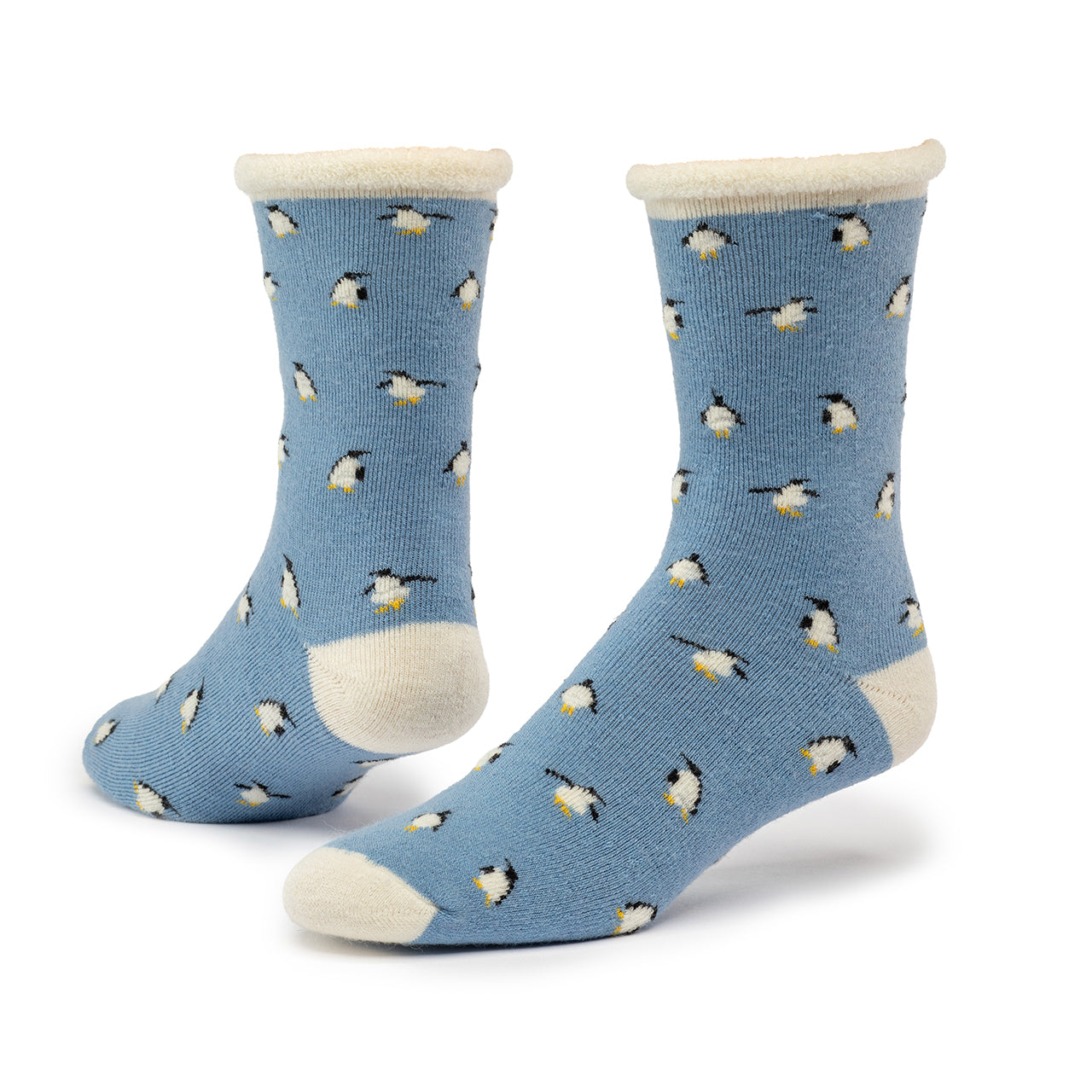 Blue Penguin Dance Wool Snuggle Socks