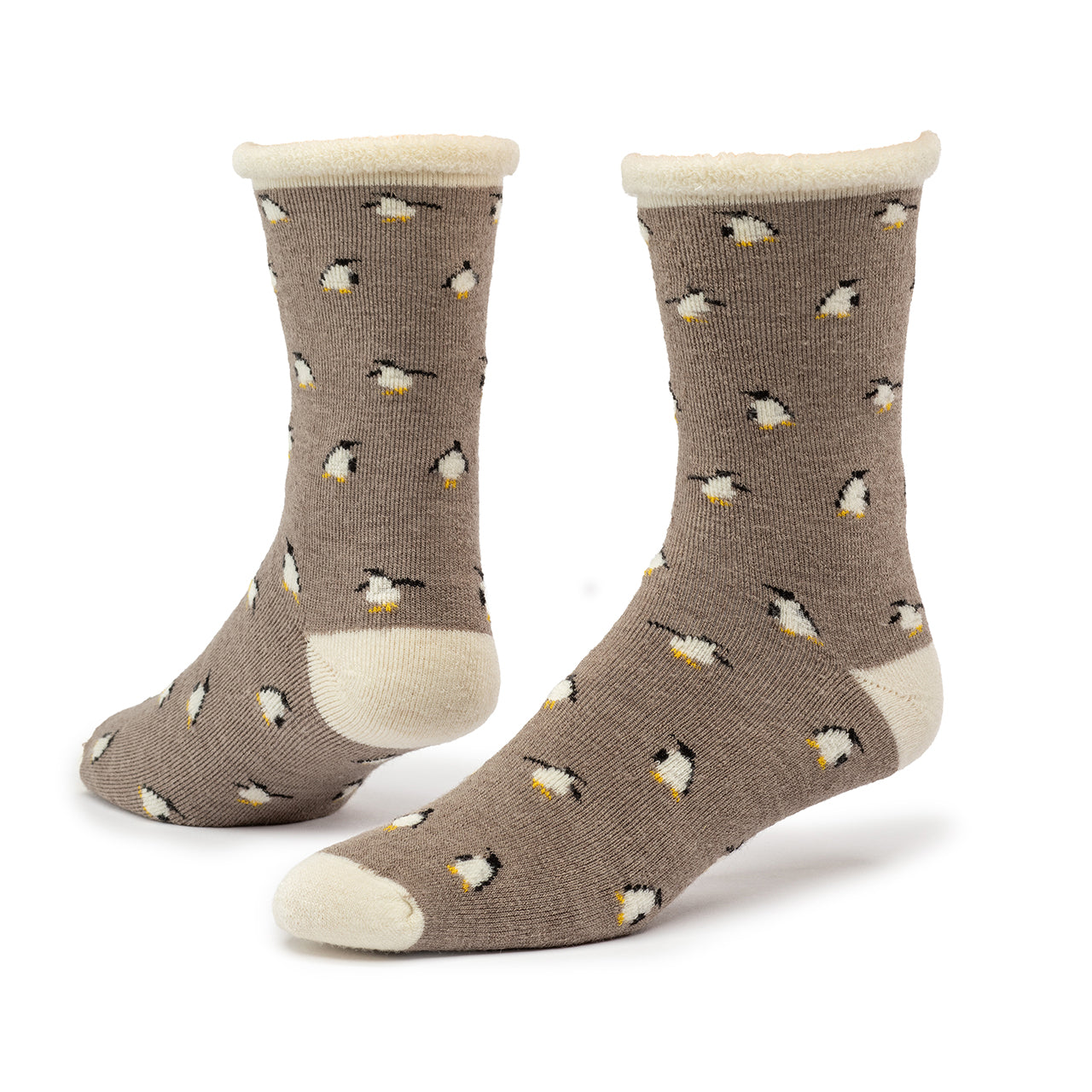 Taupe Penguin Dance Wool Snuggle Socks