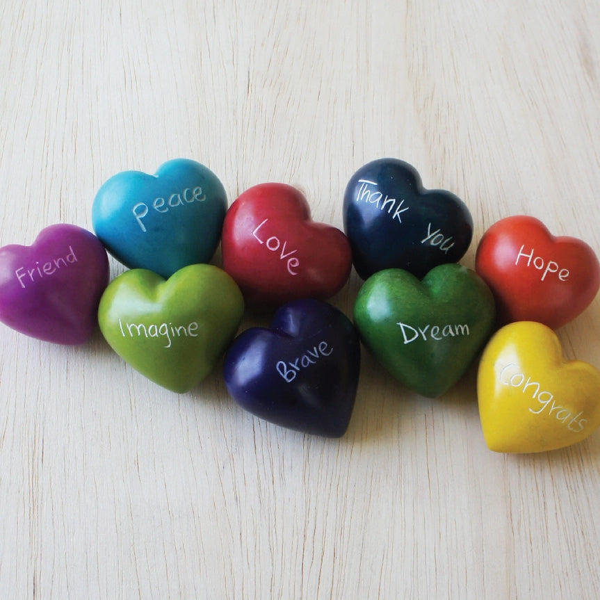 Dyed Kisii Stone Word Heart - Assorted