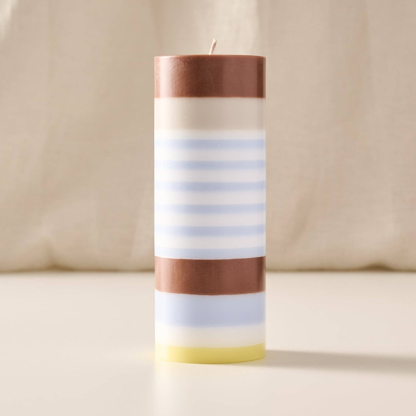 Natural Striped Large Palm Wax Pillar Candle