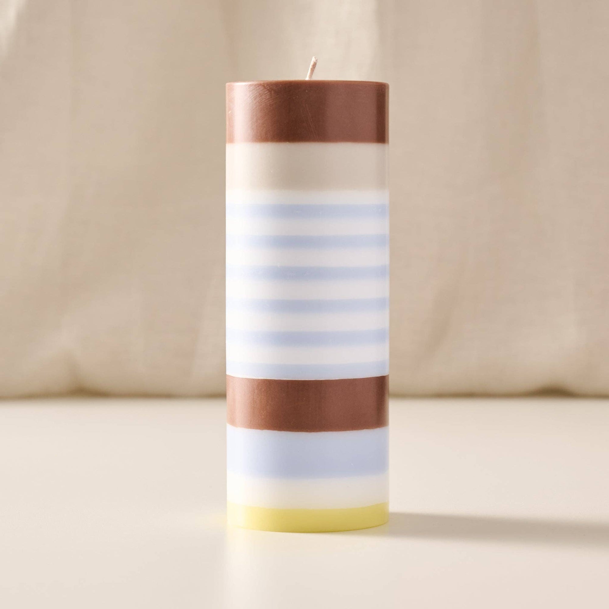 Natural Striped Large Palm Wax Pillar Candle