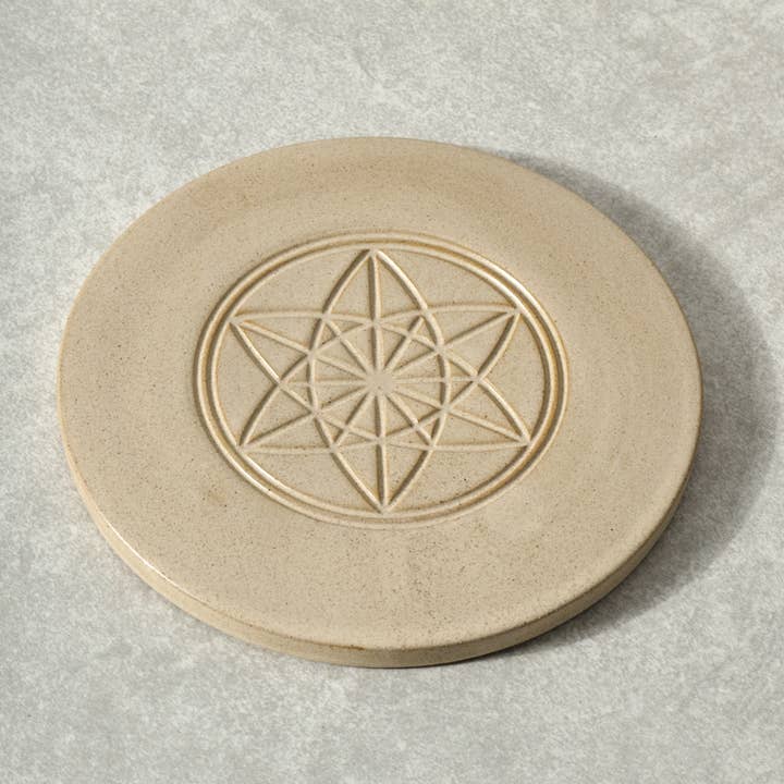 Tan Ceramic Equilibrium of Life Trivet (7" D)