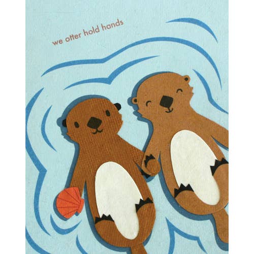 Otter Hold Hands Card