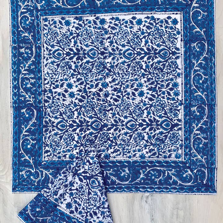 Blue Vine Blockprint Napkin