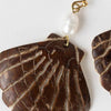 Tagua Nut Seashell Earrings (2.5&quot; L)