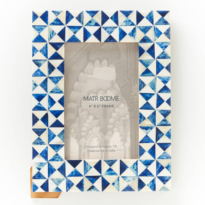 Blue & White Mosaic Picture Frame (4" x 6")