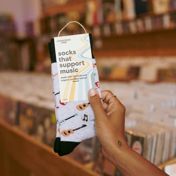 Grey Guitar Support Music Socks