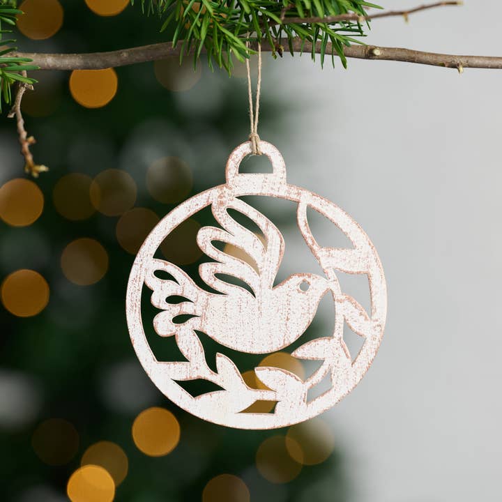 Cut-Out Dove Ornament (4.5" D)