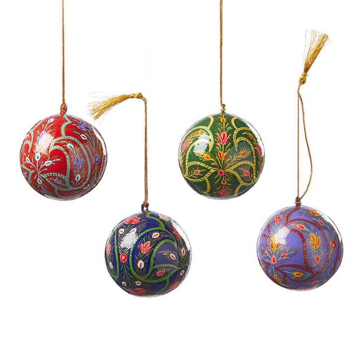 Painted Kashmiri Ball Ornament - Assorted