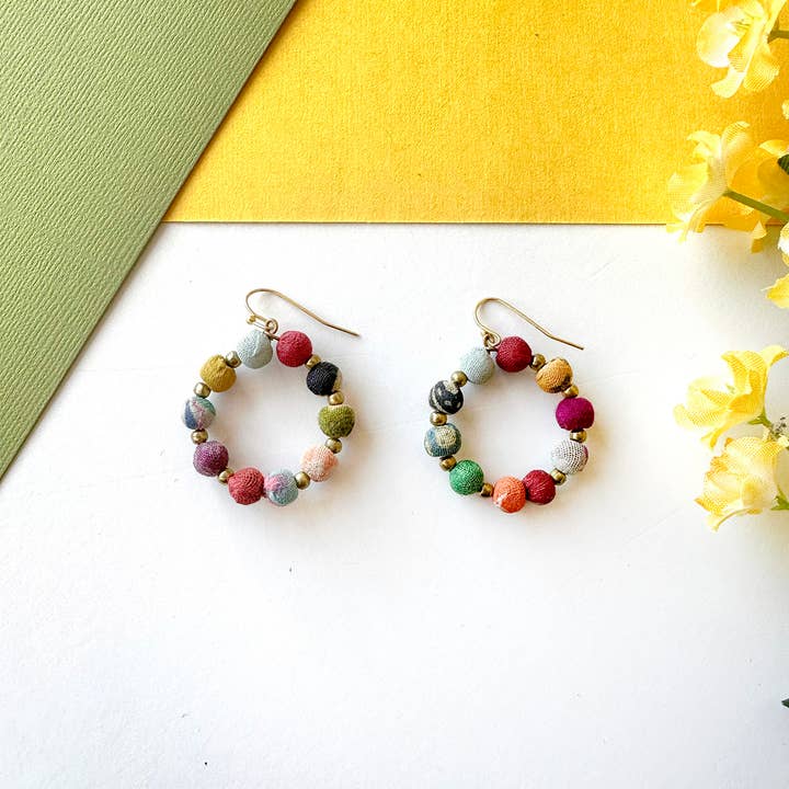 Circle Kantha Earrings