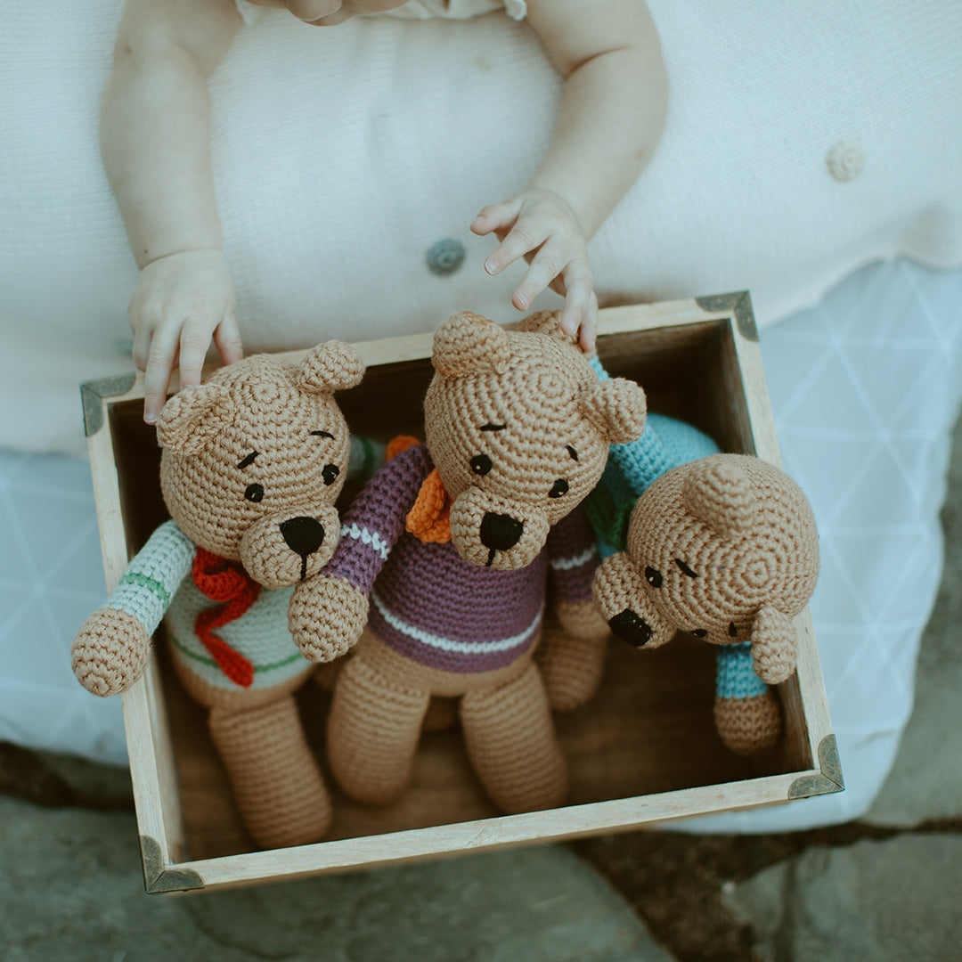 Purple Plush Bear Organic Crochet Cotton