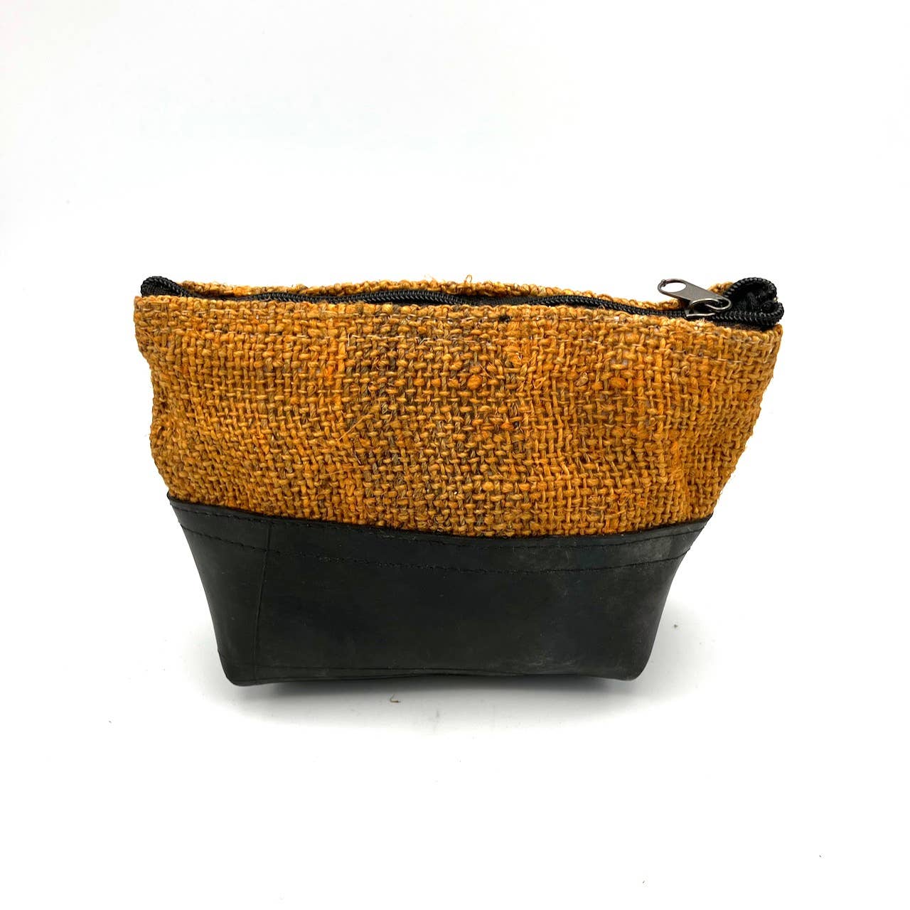 Vegan Recycled Inner Tube and Hemp Pouch: Mustard
