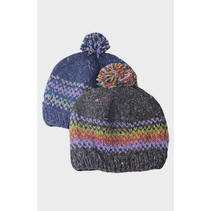 Multicolor Hemp &amp; Wool Pom Hat - Assorted