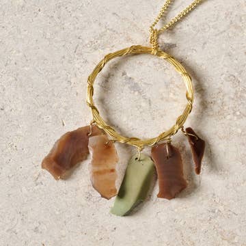 Agate Chip Pendant Necklace (22&quot; L)