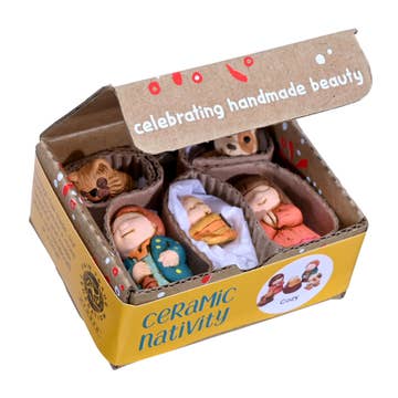 Petite Painted Ceramic Cozy Nativity - Set of 6