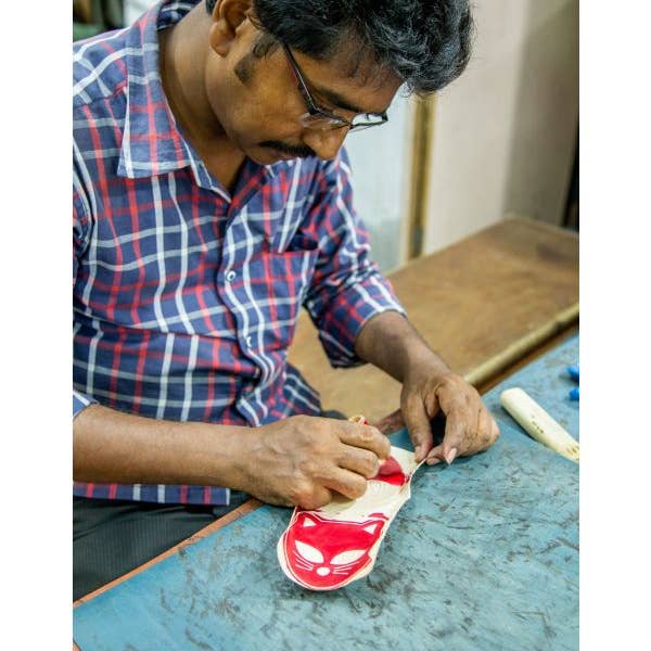 Red Cat Face Leather Coin Purse (3&quot; Sq)