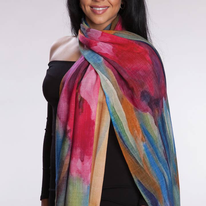Floral Multicolor Reena Fine Wool Shawl