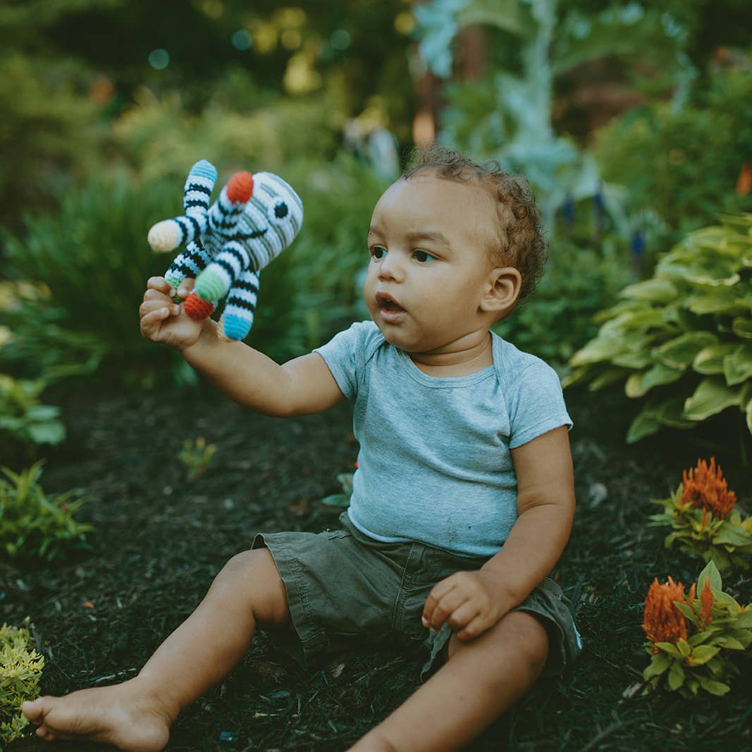 Black/White Octopus Crochet Cotton Rattle