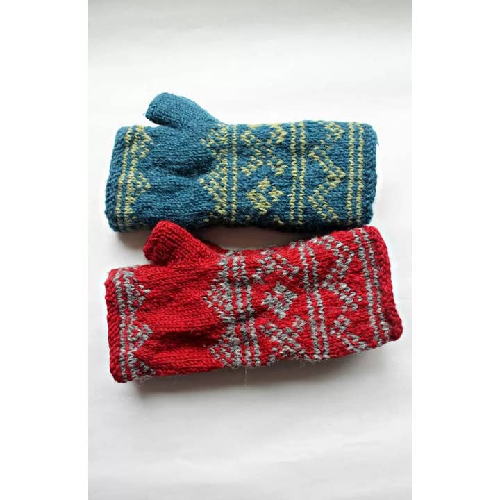 Nordic Fingerless Wool Gloves - Assorted