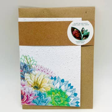 Blue Flowers Growing Paper Card