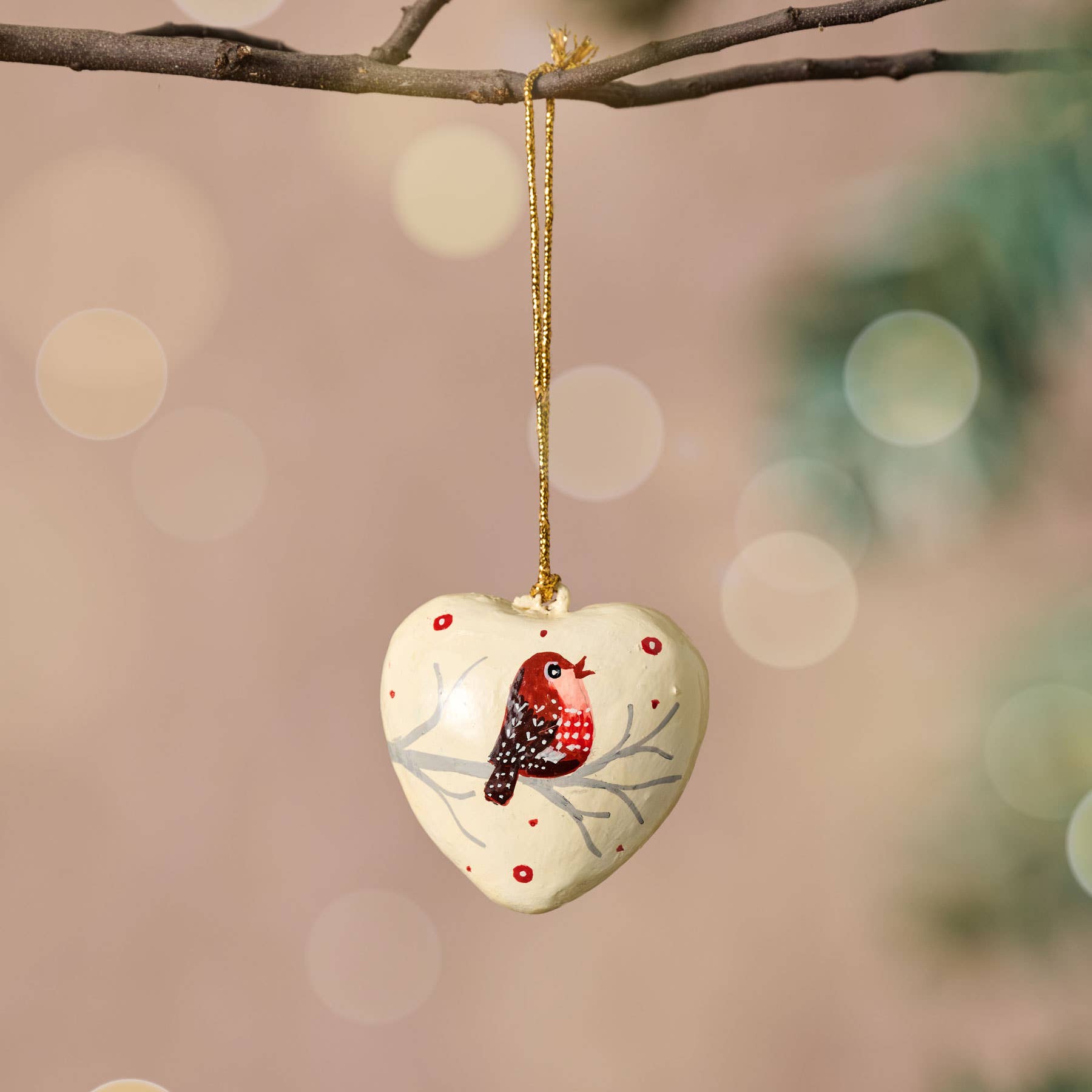 Lovebird Paper Mache Ornament