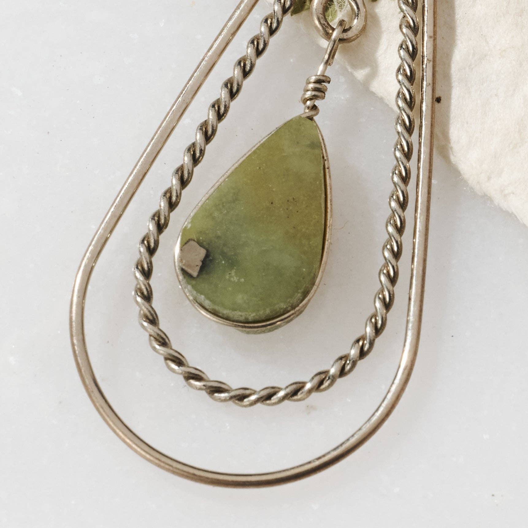Serpentine Stone Teardrop Earrings