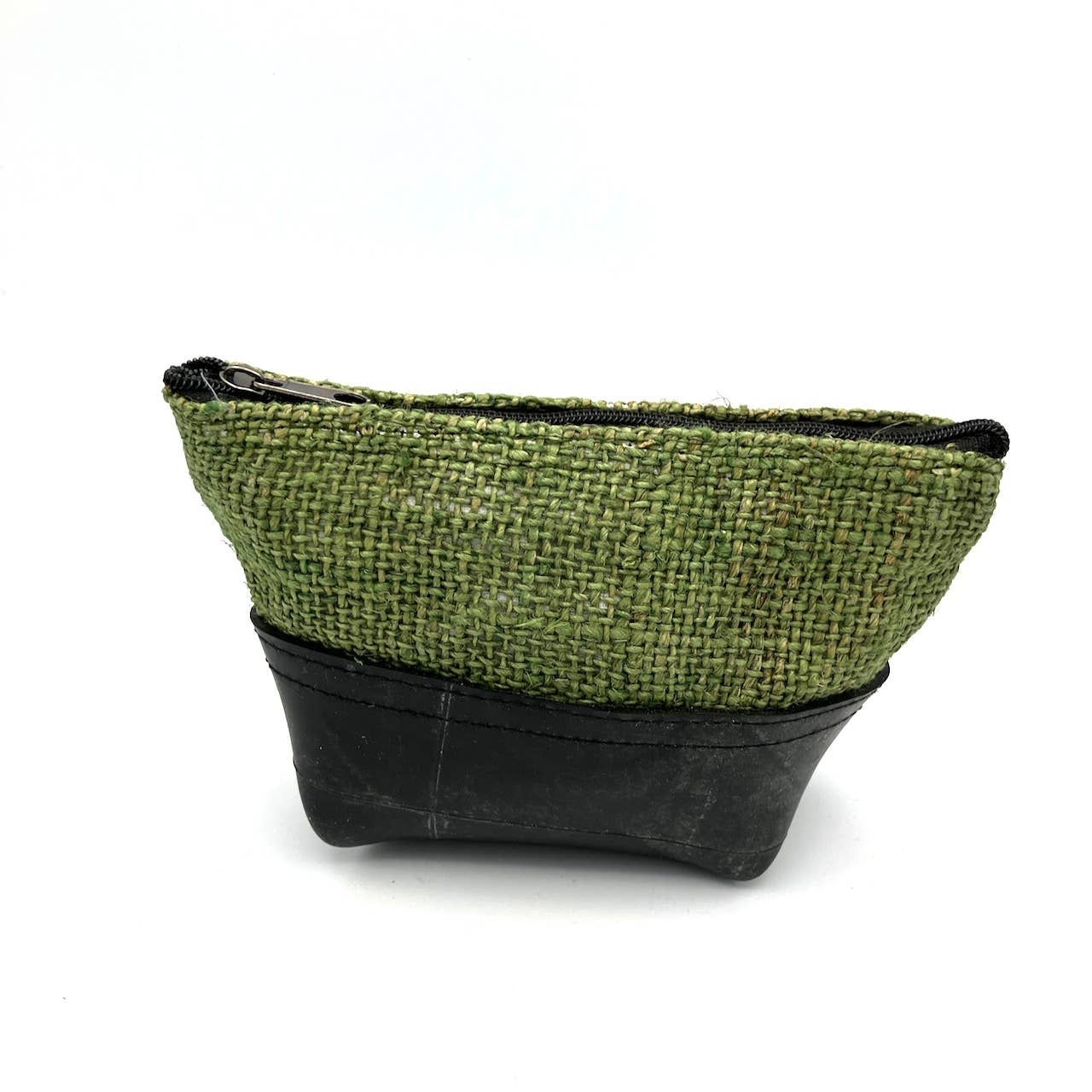 Vegan Recycled Inner Tube and Hemp Pouch: Olive