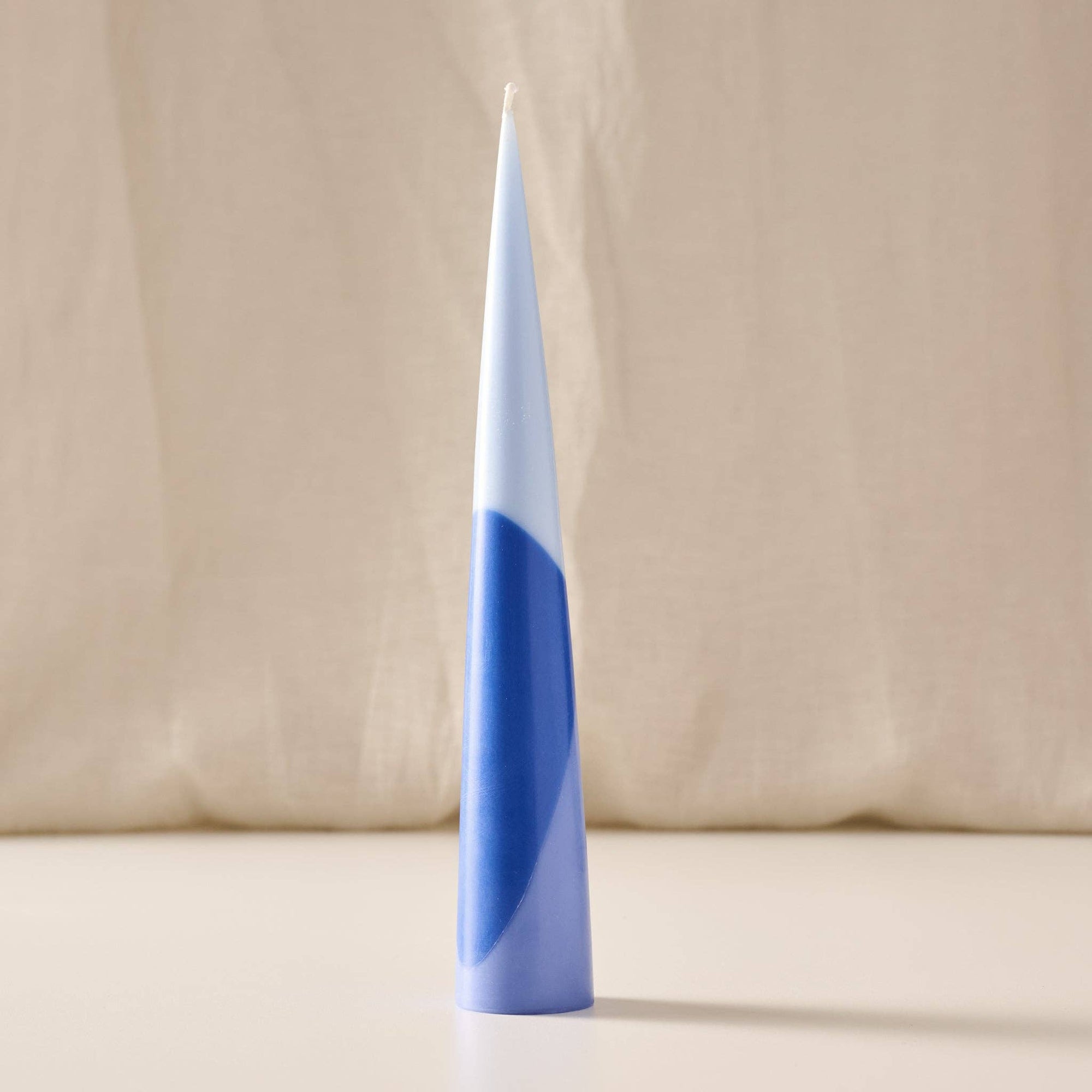 Blue Striped Palm Wax Cone Candle