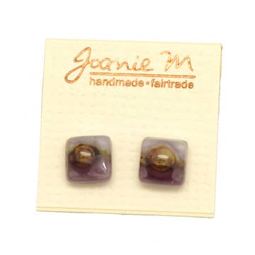 Square Glass Stud Earrings - Assorted