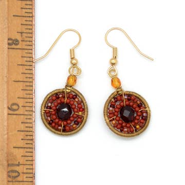 Bead And Wire Circle Earrings