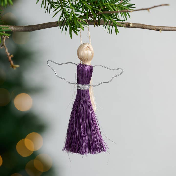 Purple Angel Ornament (5.5" H)