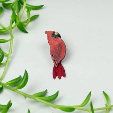 Gourd/Fabric/Crystal Cardinal Pin, Small (3&quot; L)